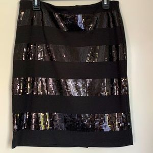 Halogen Sequin Striped black pencil skirt - 10